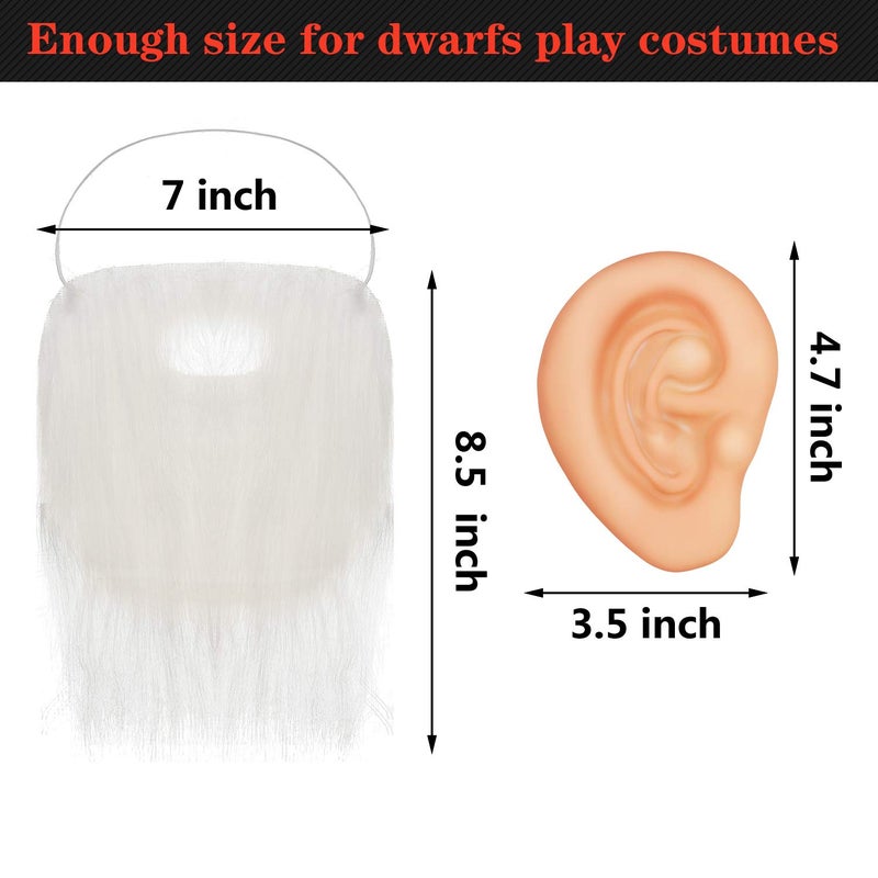 Geyoga 21 Pcs Dwarf Costume Hats with Fake Beard, Fake Ears for Halloween Christmas Fairy Dwarf Gnome Costume Accessory for Adults - Image 3